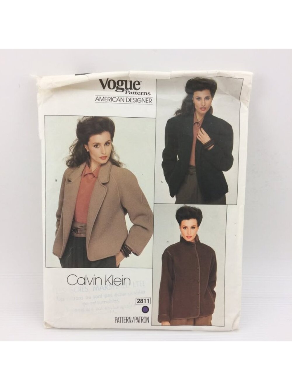 Vintage Calvin Klein Vogue Pattern 2811 Misses Jacket Size 8 Uncut 1980s 80s